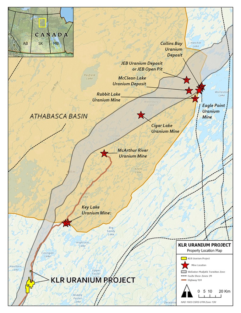KLR Uranium Project — Property Location Map, Saskatchewan